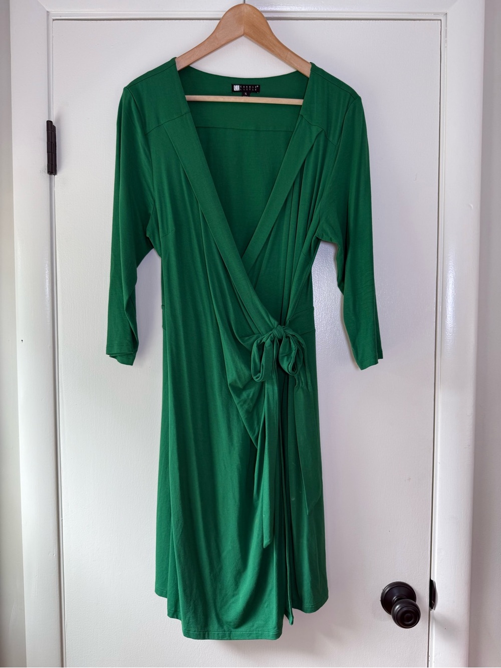 Carole Little Jersey Knit Wrap Dress Green Party Date Night Wedding Guest XL